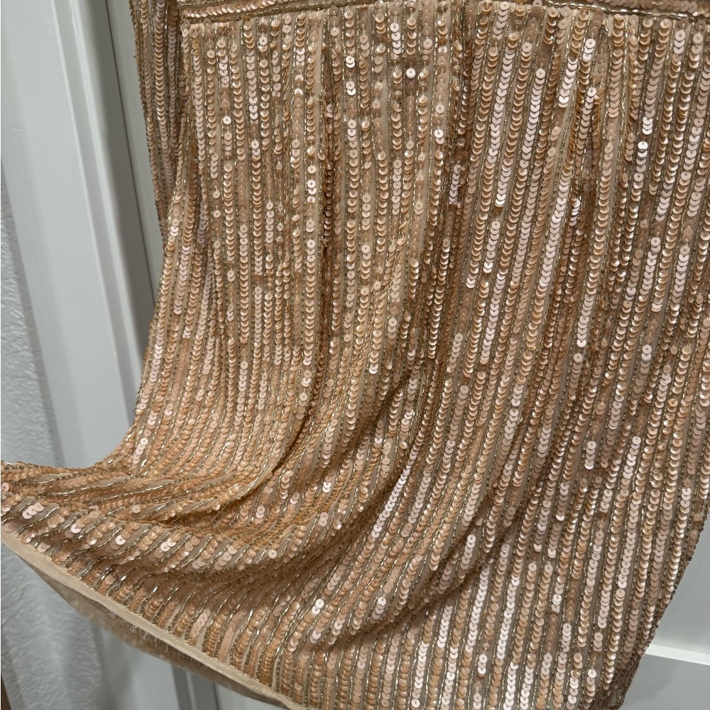 Mac Duggal Metallic Minidress Nude Size 10 Cocktail Collection EUC - Picture 10 of 10